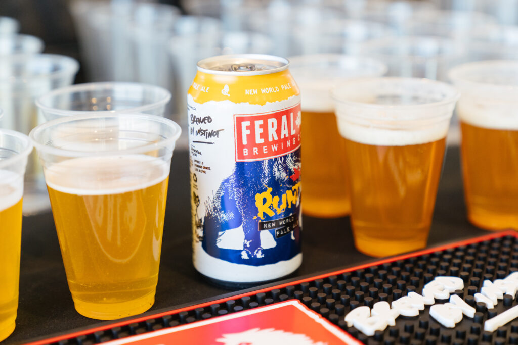 Pints of beer and a can of craft beer on the bar, State of Social ’21