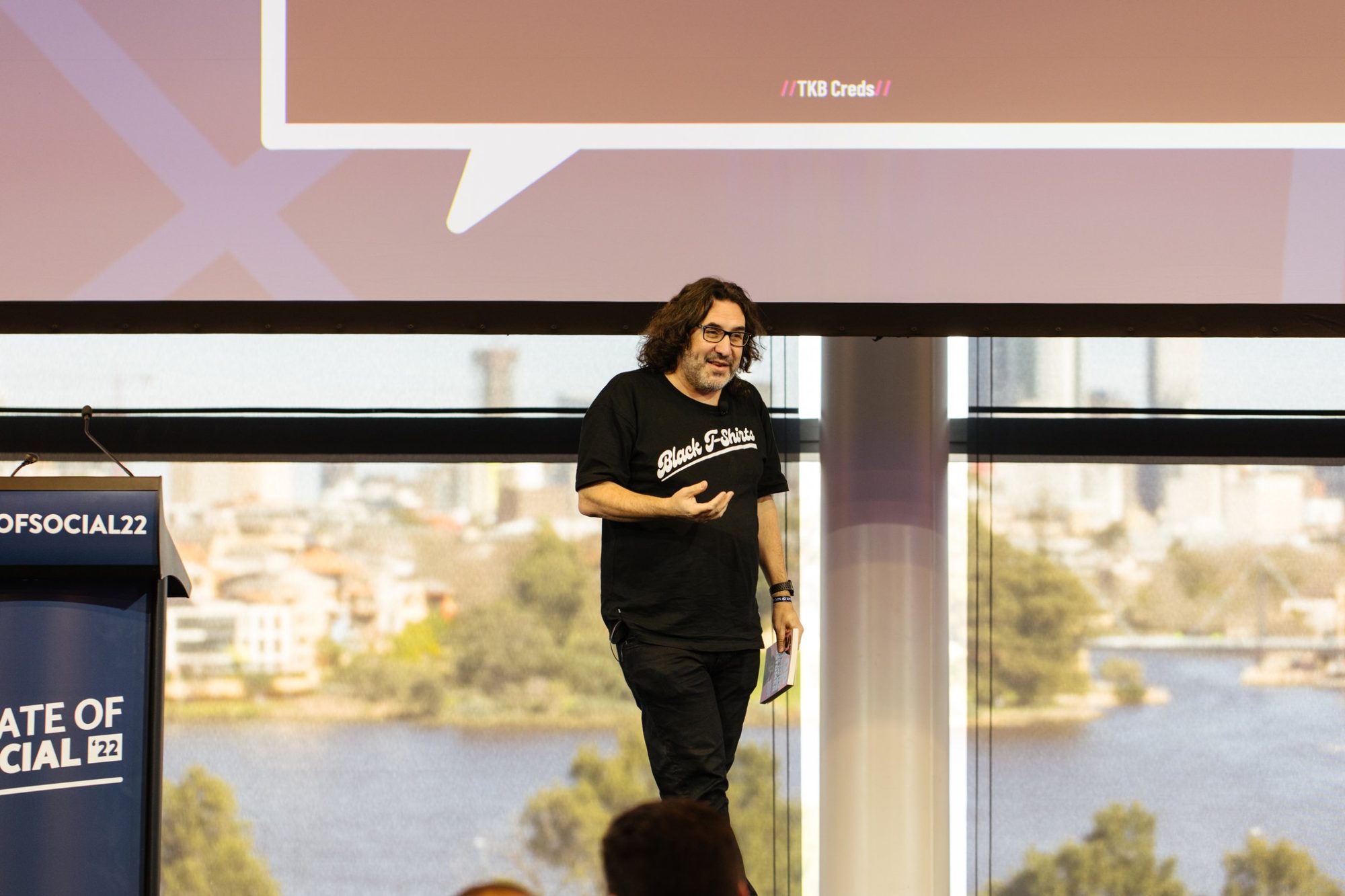 Adam Ferrier on stage at SOS22