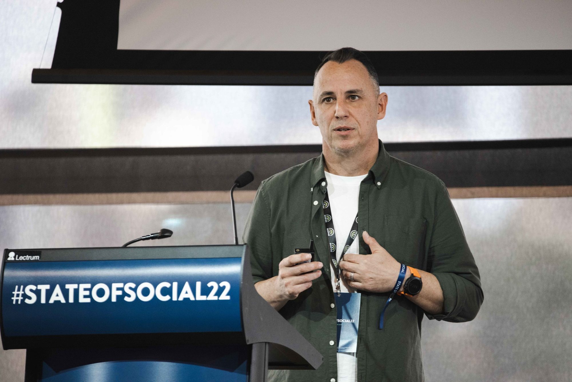 Dan Bradley on stage at SOS22