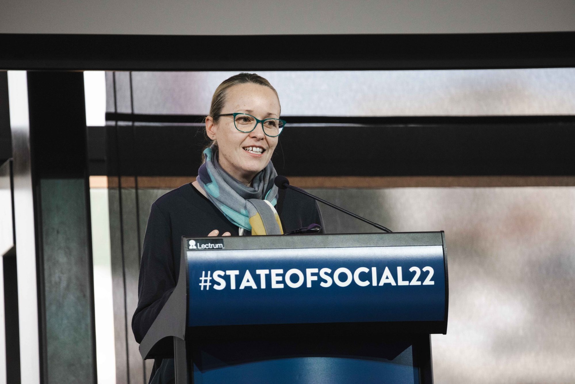 Erika McInerney on stage at SOS22