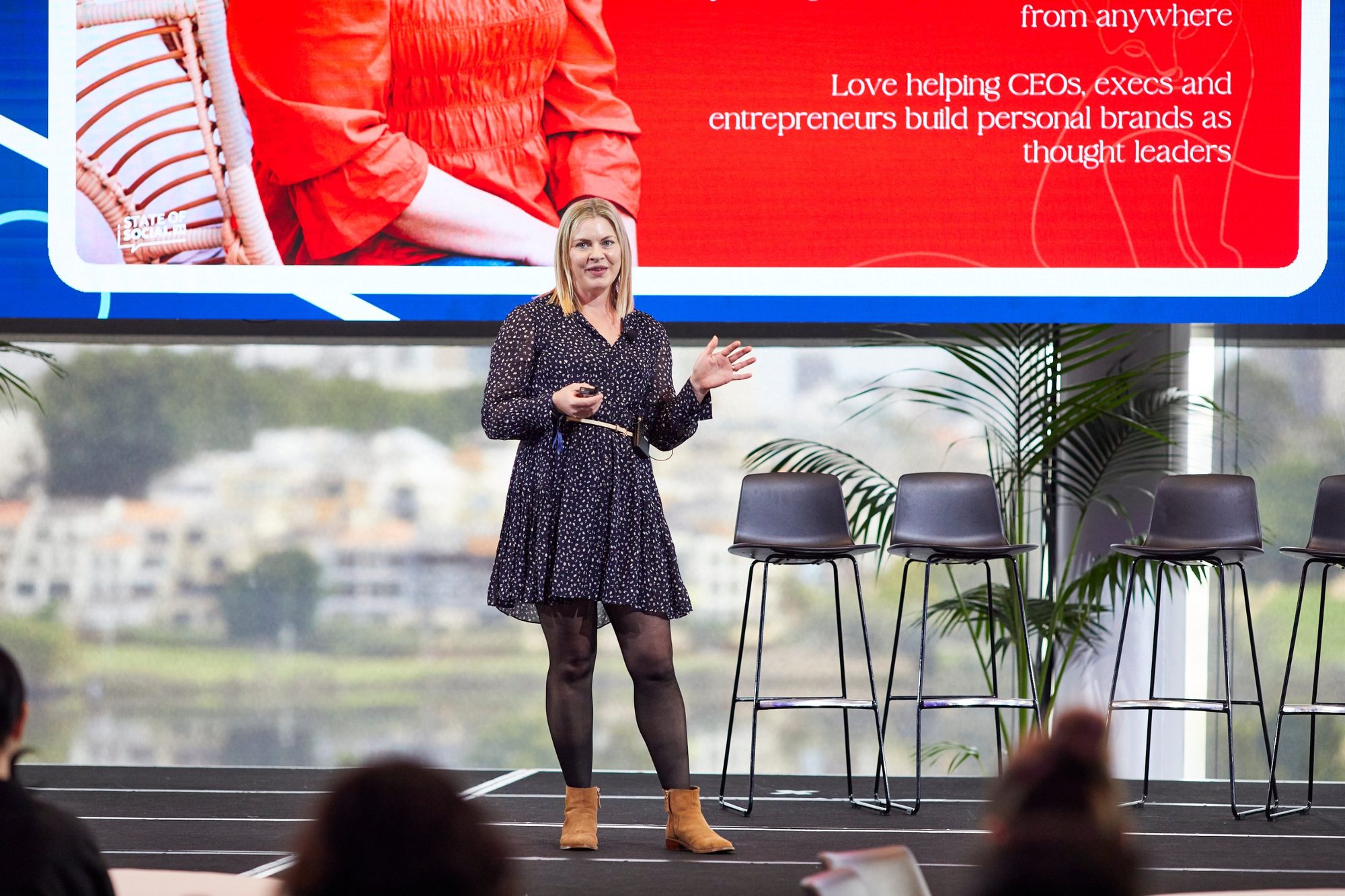 Bec Sands on stage at SOS23