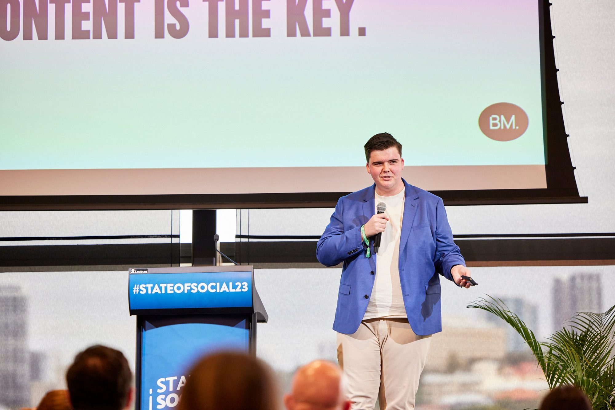 Patrick Blacker on stage at SOS23