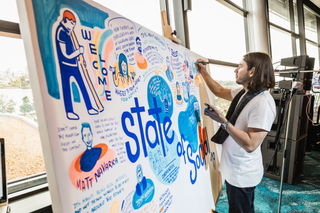 SOS19 mural by Cameron Jones, painted live at the event